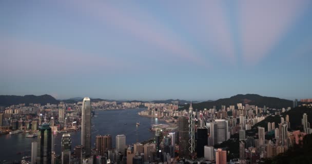 Sept 2021 Skyline Hong Kong City Peak — Stock Video