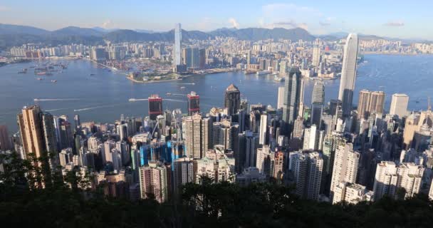 Září 2021 Skyline Hong Kong City Peak — Stock video