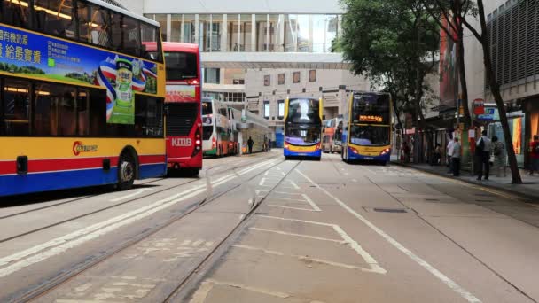 Mayıs 2021 Yoğun Merkez Batı Bölgesi Hong Kong Tramvayı — Stok video