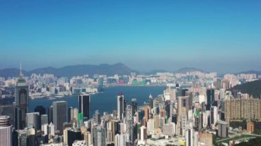 4 Eylül 2021, Hong Kong Skyline, arka planda seyahat yeri