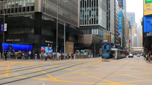 Mai 2021 Tramway Dans Quartier Animé Centre Ouest Hong Kong — Video