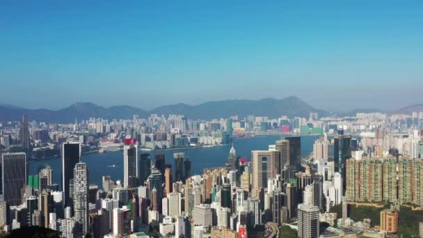 Σεπτέμβριος 2021 Skyline Hong Kong City Ταξιδιωτικό Μέρος Στο Παρασκήνιο — Αρχείο Βίντεο