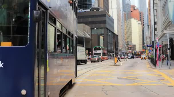 Mai 2021 Tramway Dans Quartier Animé Centre Ouest Hong Kong — Video