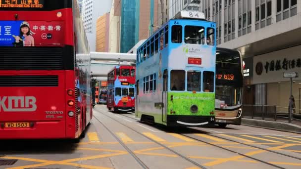 Maj 2021 Spårväg Upptagen Centrala Och Västra Distriktet Hongkong — Stockvideo