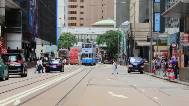 Травня 2021 Року Трамвай Зайнятому Центральному Західному Районах Гонконгу — стокове відео