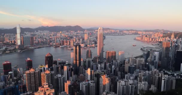 Sept 2021 Skyline Hong Kong City Peak — Stock Video
