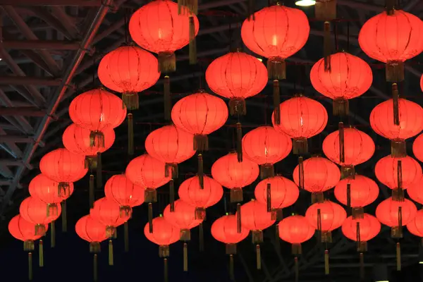 Lanterna Vermelha Tradicional Durante Ano Novo Chinês — Fotografia de Stock