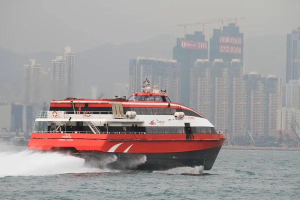 Feb 2010 Barco Ferry Hidroplanos Alta Velocidad Hong Kong China — Foto de Stock