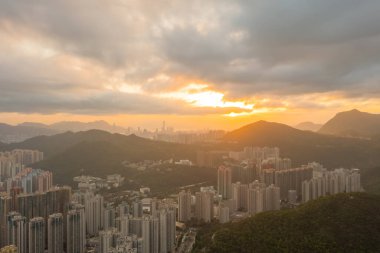 31 Mart 2022 The Cityscape at Sunset, Hong Kong, view at TK
