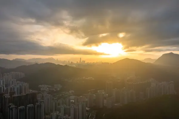 Março 2022 Paisagem Urbana Pôr Sol Hong Kong Vista — Fotografia de Stock