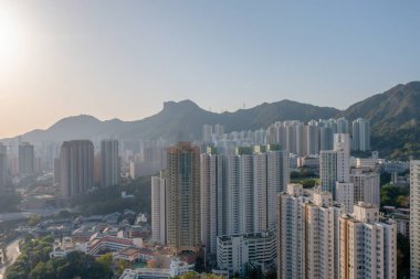 3 Nisan 2022 Lion Rock Hill ile Kowloon bölgesi silueti