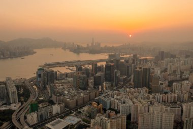 5 Nisan 2022 Kwun Tong bölgesi hava manzaralı, Hong Kong