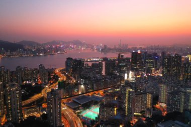 5 Nisan 2022 Kwun Tong bölgesi hava manzaralı, Hong Kong