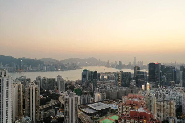 5 April 2022 the Kwun Tong district at aerial view, Hong Kong