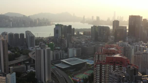 Nisan 2022 Kwun Tong Bölgesi Hava Manzaralı Hong Kong — Stok video