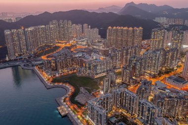 8 Nisan 2022 Panorama hava görüntüsü Hong Kong Şehri - Tseung Kwan O