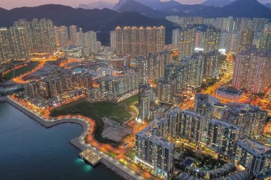 8 Nisan 2022 Panorama hava görüntüsü Hong Kong Şehri - Tseung Kwan O