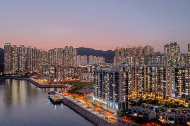 8 Nisan 2022 Panorama hava görüntüsü Hong Kong Şehri - Tseung Kwan O