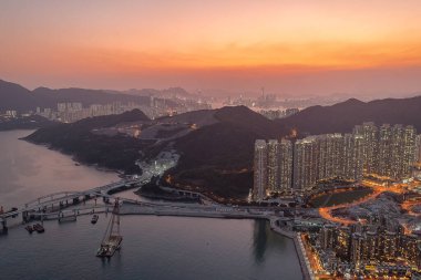 8 Nisan 2022 Panorama hava görüntüsü Hong Kong Şehri - Tseung Kwan O