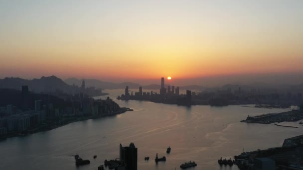 Aprile 2022 Tramonto Victoria Harbor Hong Kong — Video Stock