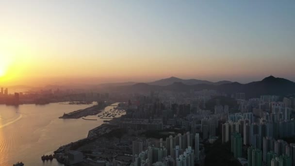 Abril 2022 Pôr Sol Victoria Harbor Hong Kong — Vídeo de Stock