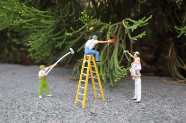  Ressam açık havada metin için bir fırça tutuyor