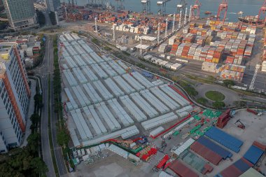 14 Nisan 2022 Tsing Yi Mobil kabin hastanesi, Covid-19 izolasyon merkezi.