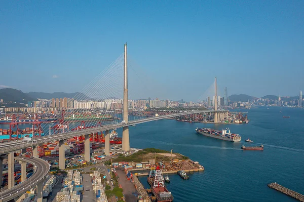 Aprile 2022 Kwai Tsing Container Terminal Port Ponte Tagliapietre — Foto Stock