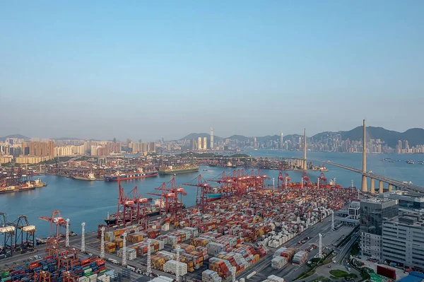 Aprile 2022 Kwai Tsing Container Terminal Port Ponte Tagliapietre — Foto Stock