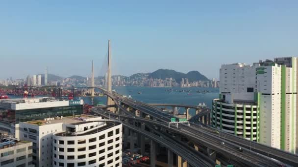 Aprile 2022 Container Terminal Port Stonecutters Bridge Nam Wan Kok — Video Stock