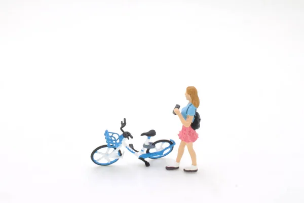 Figure Compartir Sistema Bicicletas Ciudad Por Código Escaneo Paseo — Foto de Stock