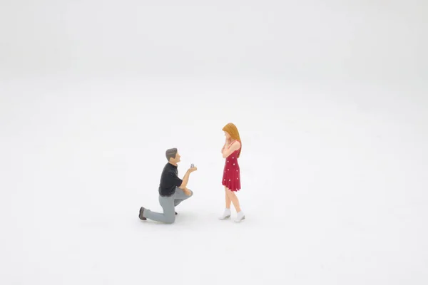 Erkek Arkadaşı Kız Arkadaşına Evlenme Teklif Ediyor Dizlerinin Üzerinde Dikiliyor — Stok fotoğraf