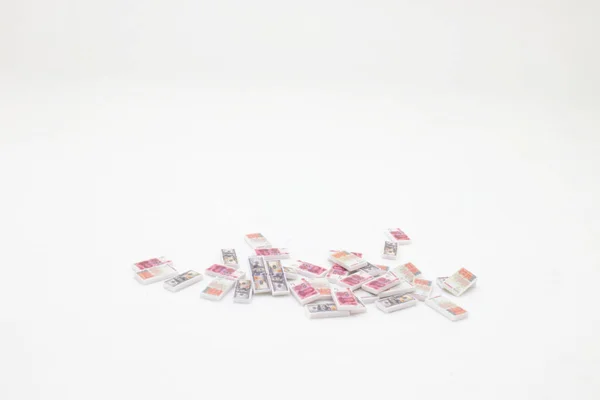 Muchos Paquetes Billetes Banco Dólares Fondo Blanco — Foto de Stock
