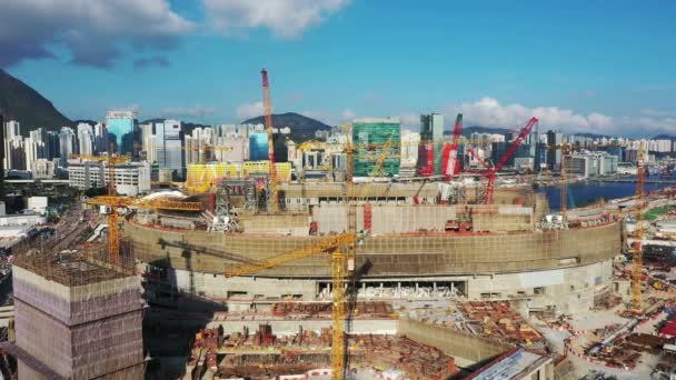 April 2022 Stadion Uppbyggnad Kai Tak Sports Park — Stockvideo