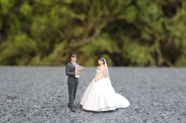 Güzel bir düğün çifti, düğün günlerinde mutlu bir çiftin portresi.