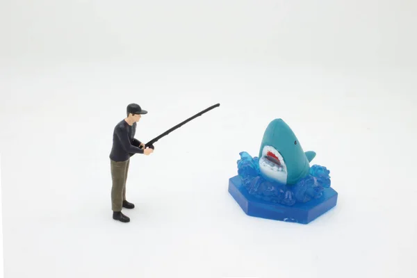 Die Haifischfischerei Auf Den Fischer — Stockfoto
