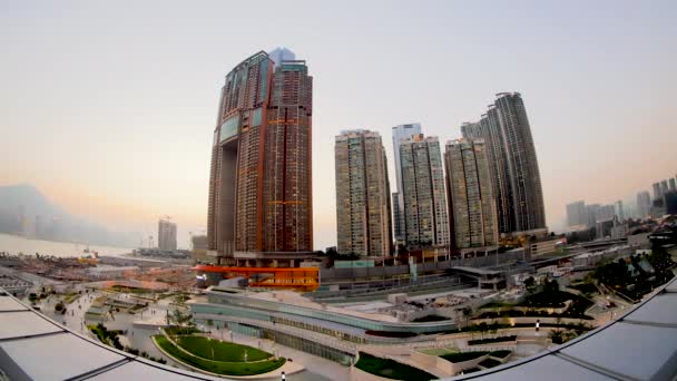 Jan 2019 Skyscraper Buildings West Kowloon Hong Kong — стоковое видео