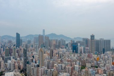 7 Mayıs 2021 Kowloon Yarımadası 'nın güneyinde bir şehir manzarası.