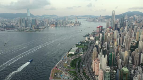 Juli 2019 Blick Auf Victoria Harbor Hongkong — Stockvideo