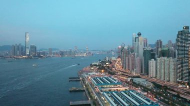 23 Aug 2019 Hong Kong evening on Victoria's Harbor Island waterfront
