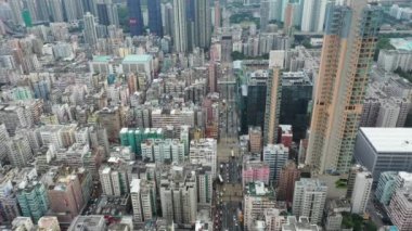 14 Eylül 2019 Sham Shui Po, Hong Kong, Havadan Hong Kong manzaralı