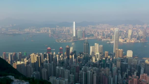 Nov 2019 Hong Kong Epic Aerial View Victoria Harbor Clear — Stock Video