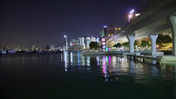 Sty 2018 Widok Nocny Promenadę Kwun Tong Hong Kong — Wideo stockowe