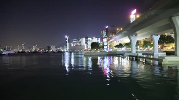 Jan 2018 Night View Kwun Tong Promenade Hong Kong — Stok video