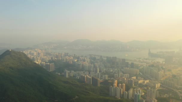 Oct 2019 Kowloon Peak Hong Kong Skyline Sunset — ストック動画