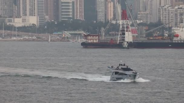 Kasım 2019 Hong Kong Limanı Ndaki Catboat Manzarası — Stok video