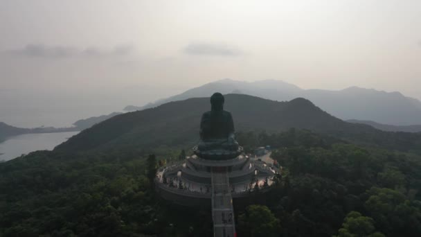 Ноя 2019 Огромный Будда Тянь Тан Монастыре Линь Гонконге — стоковое видео