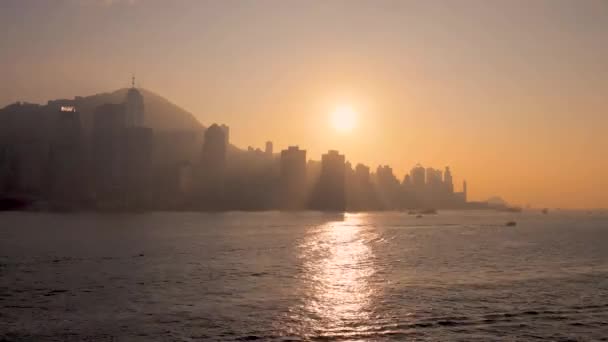 Января 2018 Пейзаж Острова Западный Гонконг Закате — стоковое видео