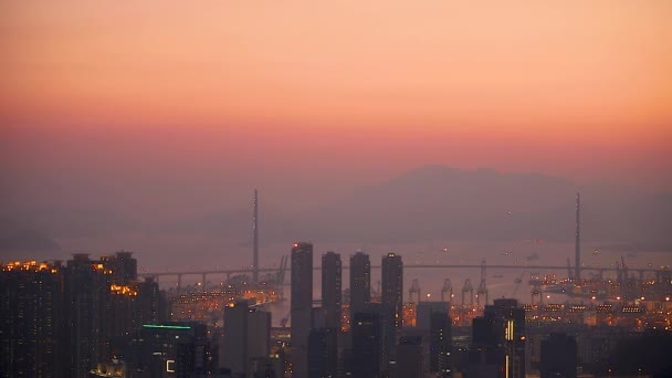 2018年3月10日香港 日没時のストーンカッターズ高速道路橋 — ストック動画