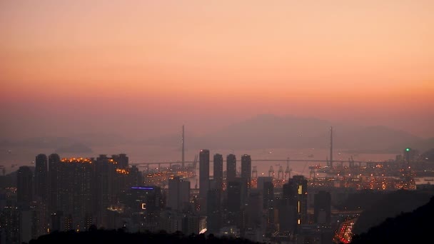 2018年3月10日香港昂船洲公路大桥日落时分 — 图库视频影像